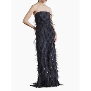 Brunello Cucinelli Crispy Silk Mermaid Dress Ostrich Feather Dress